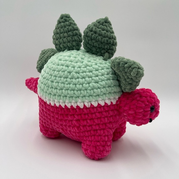 Melonosaurus Amigurumi Handmade Plush Dinosaur Colorful Soft - Picture 6 of 11